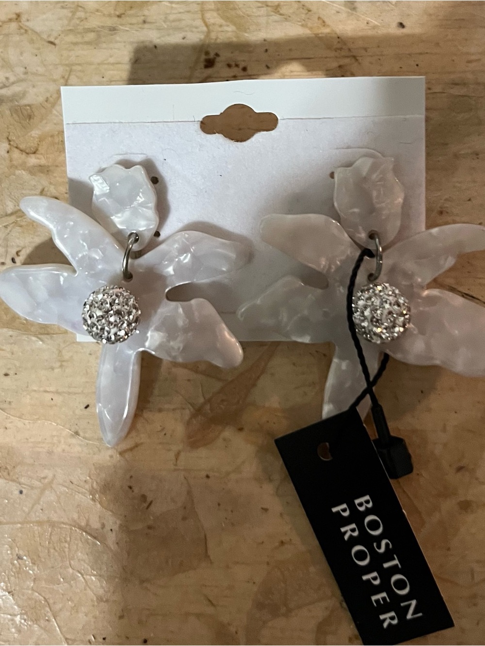 White Resin BP Earrings
